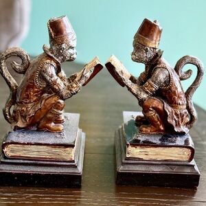 Antique Bronze Monkey Bookends